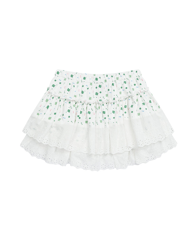 귀여운 레이스 패치워크 버드 스커트