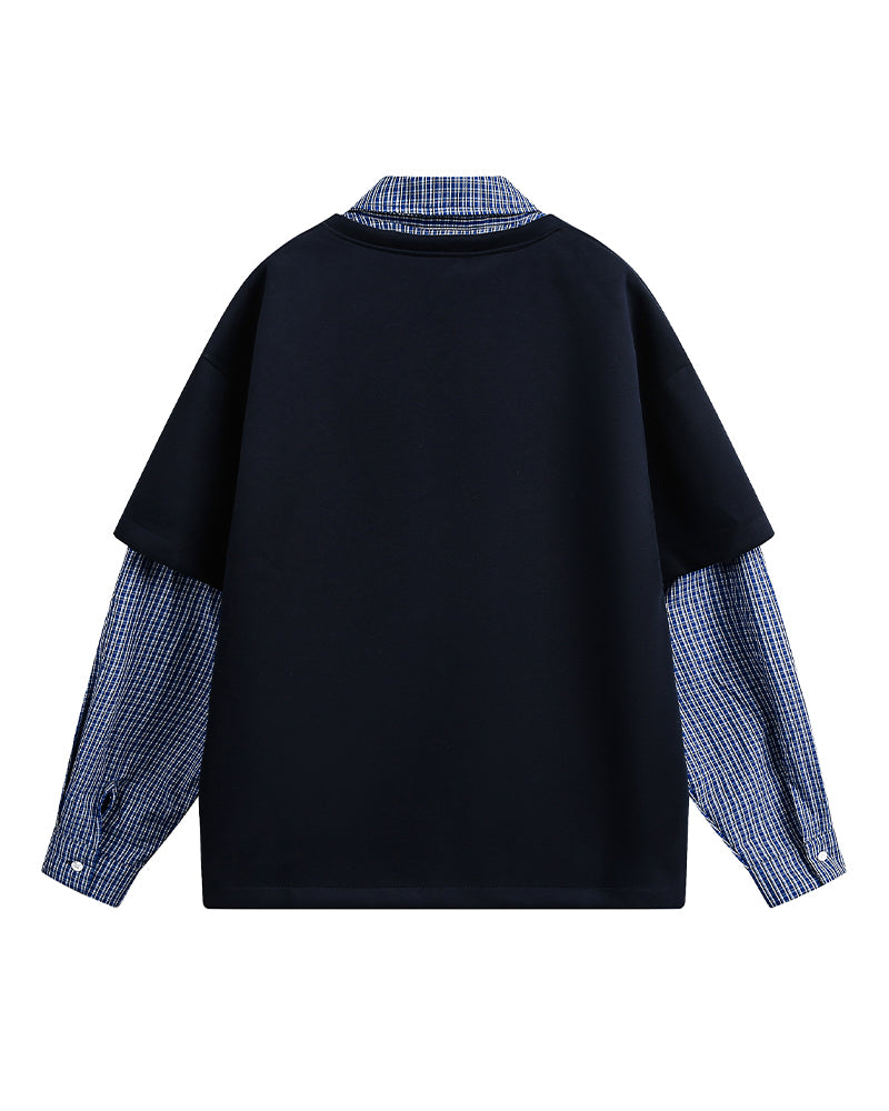 フェイクツーピース スプライス スウェットシャツ