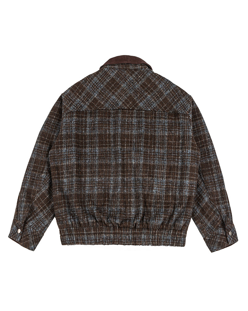 レトロなパッチワークチェック柄ワークジャケット