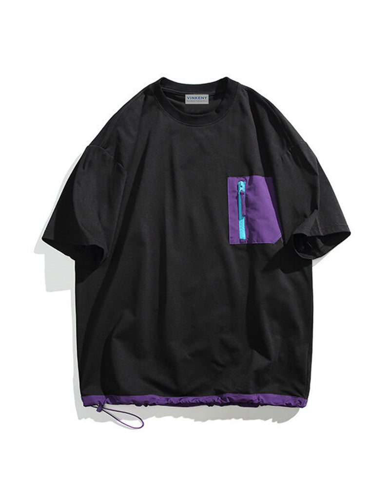 Contrast pocket short sleeves