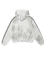 ダメージ加工のフード付きスウェットシャツ