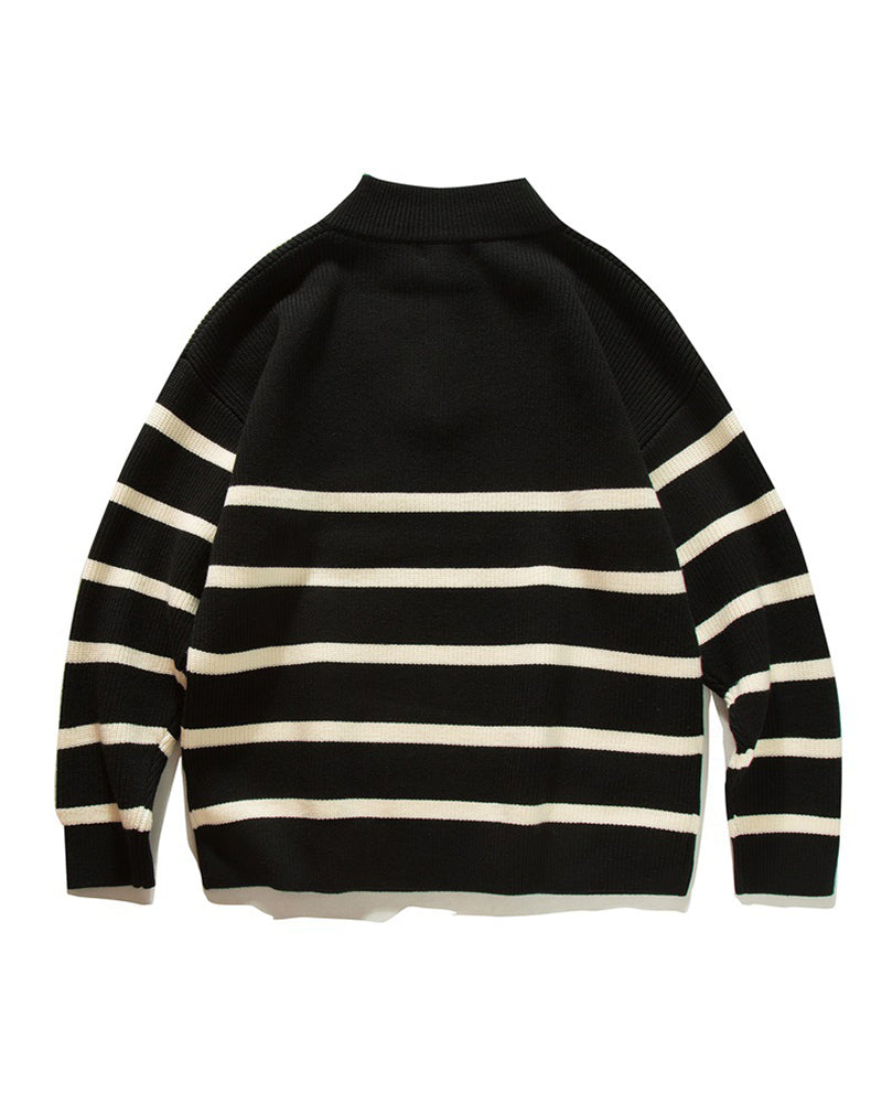 スタンドカラーハーフジップセーター