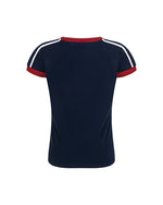 Retro contrast color stitching striped short sleeves