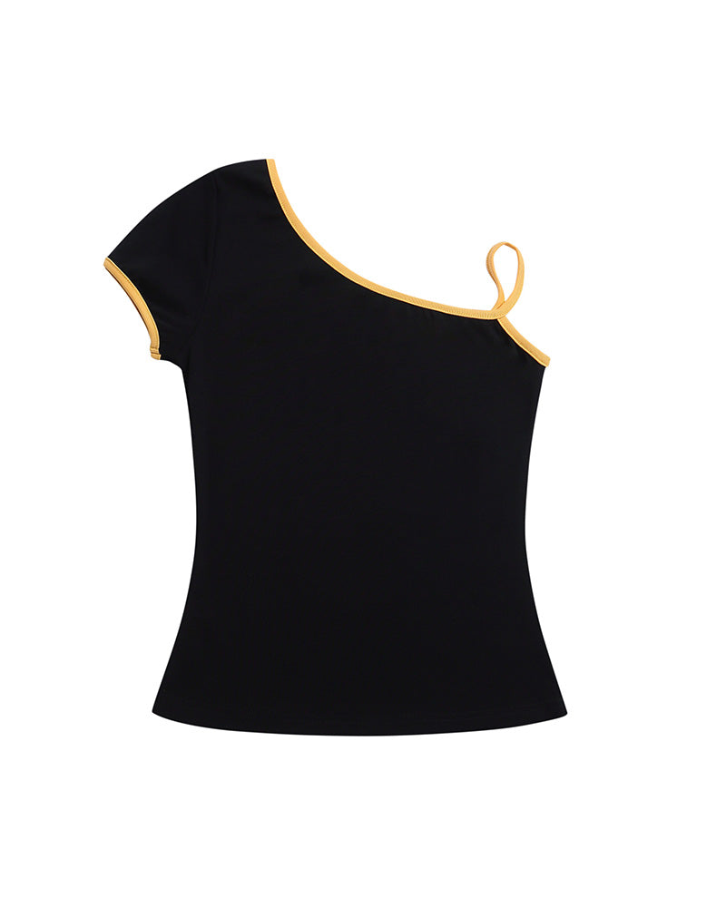 Cute irregular off-shoulder short sleeves