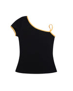 Cute irregular off-shoulder short sleeves