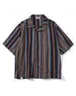Retro striped short-sleeved shirt