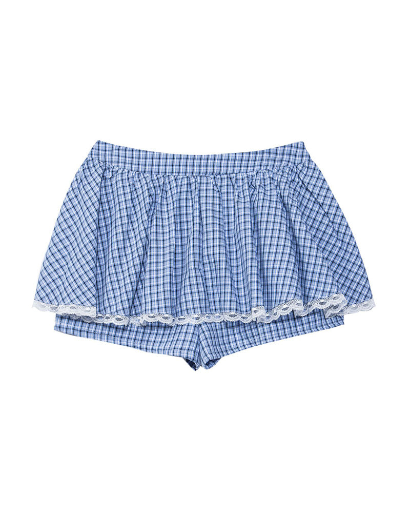 チェック柄ボウチュチュスカート