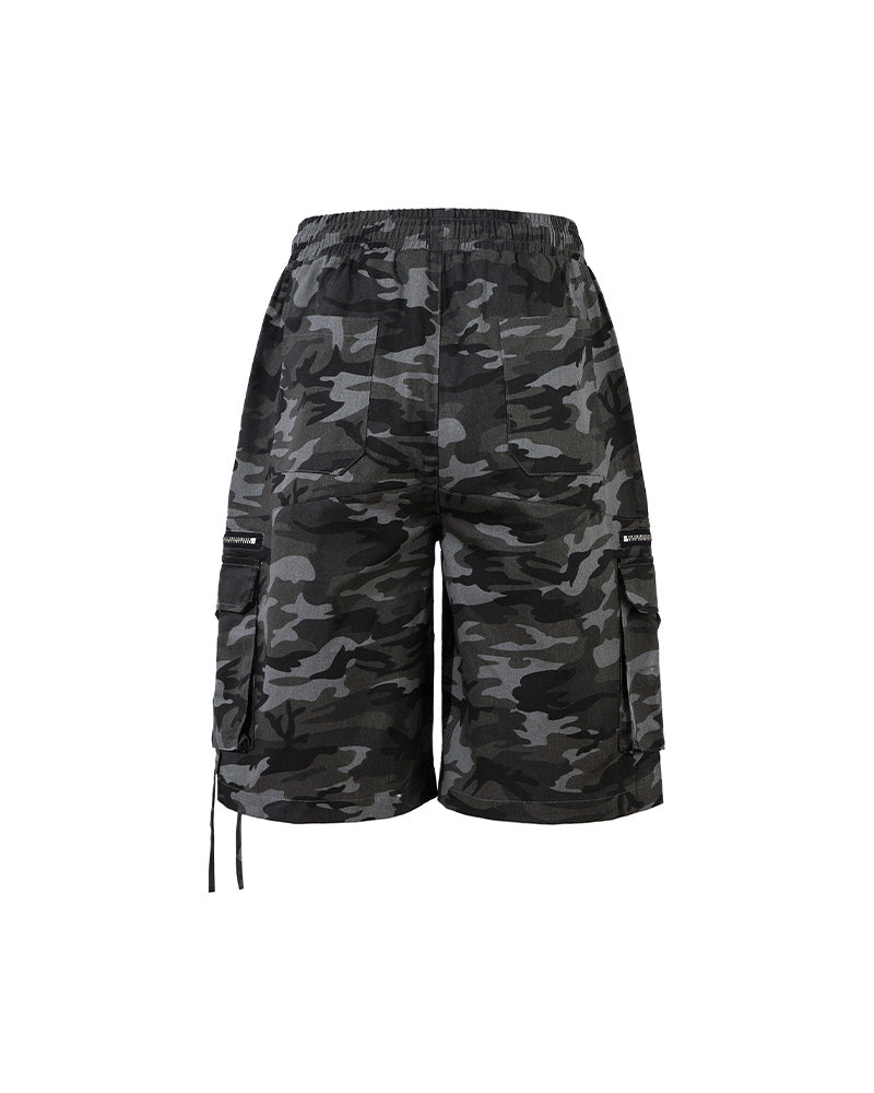 Vintage Multi-Pocket Camouflage Shorts