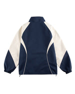 レトロなカラーブロックスタンドカラージャケット