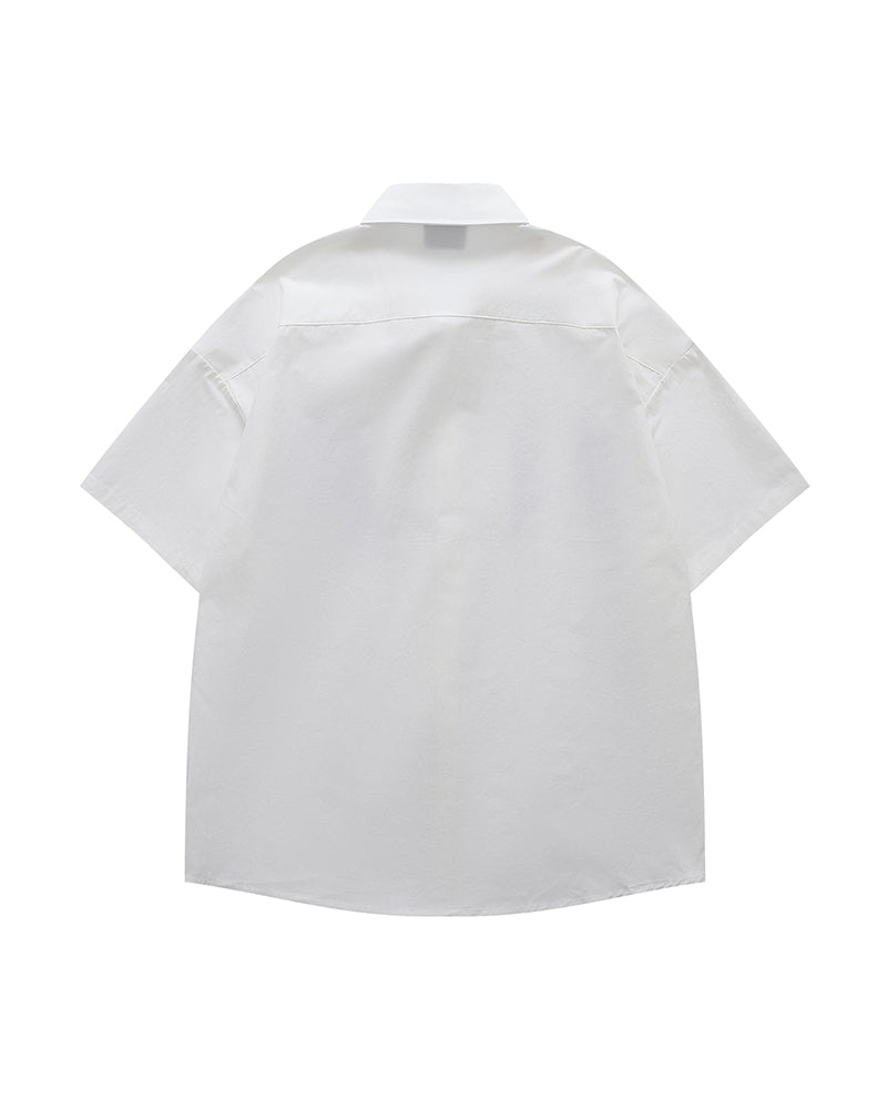 楽しい刺繍の半袖シャツ