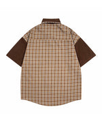 コントラストカラーパネル半袖シャツ