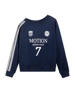 レトロなレタリングのオフショルダースウェットシャツ