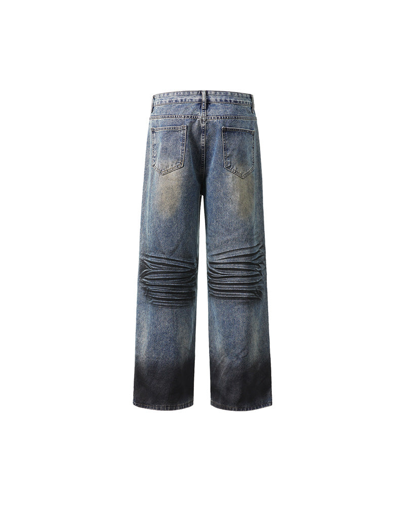 Distressed straight jeans