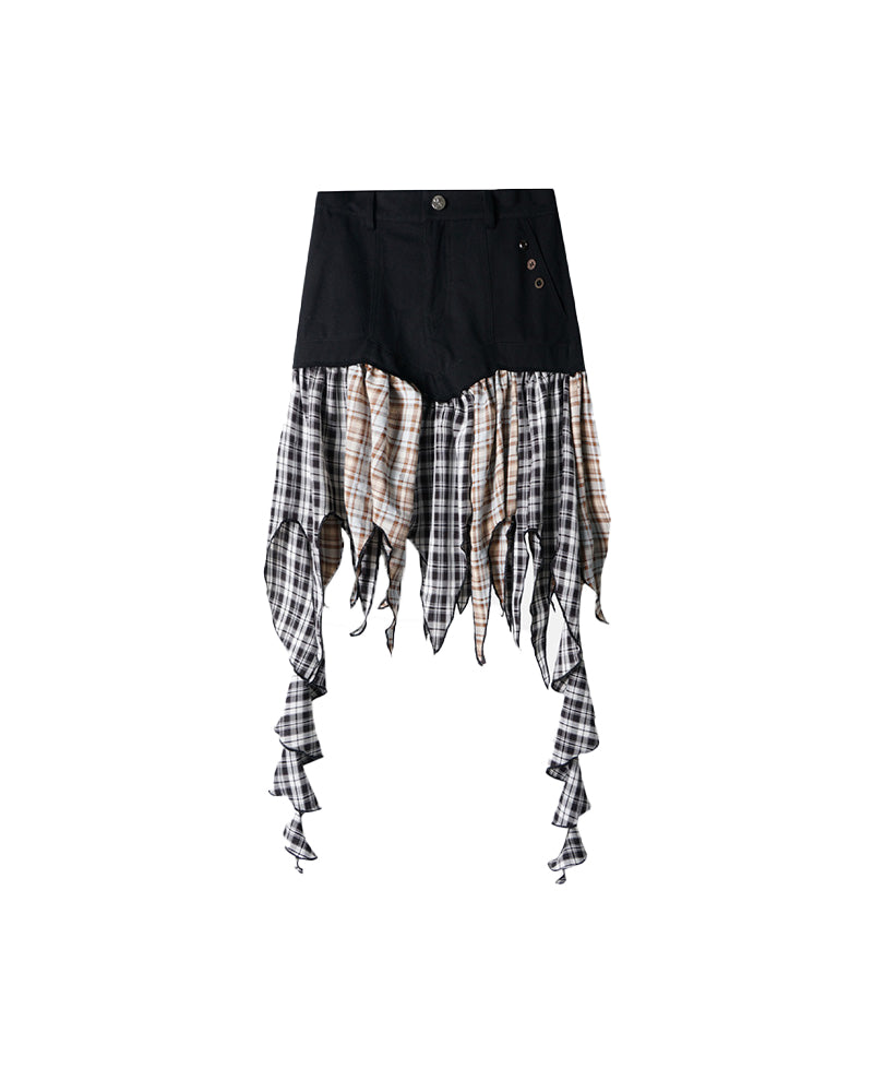 レトロなホットガールのパッチワークスカート