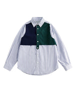 パッチワークフェイクツーピースシャツ