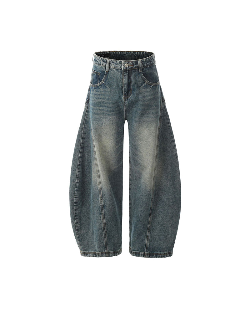 워시드 패널 청바지