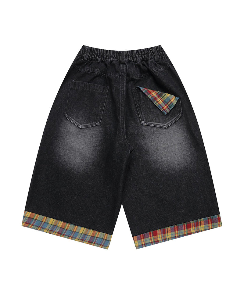 漫画の刺繍入りショートパンツ