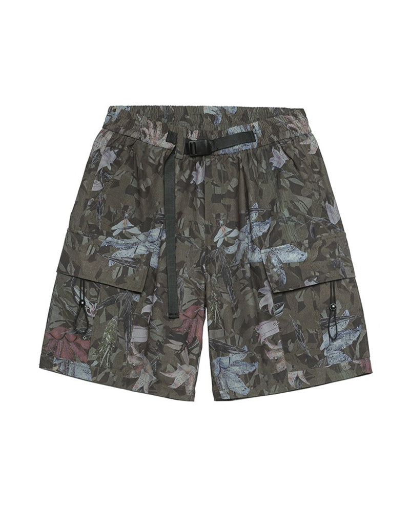 Floral camouflage shorts