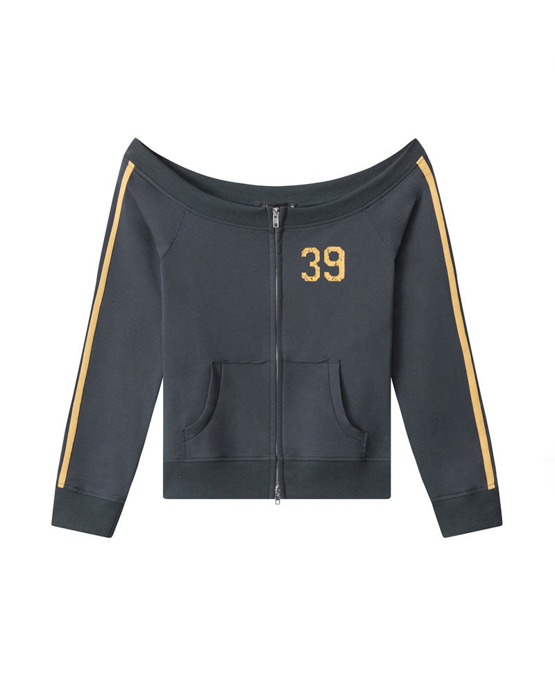 ワンショルダーのセクシーなスウェットシャツ