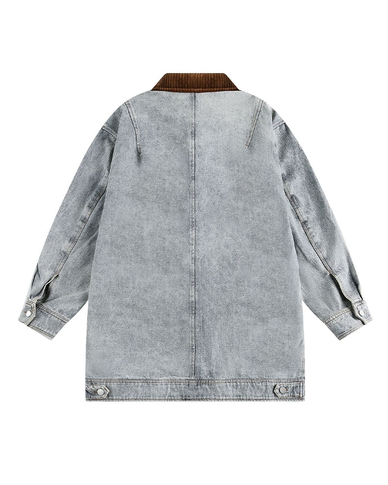 ウォッシュ加工のダメージデニムワークジャケット