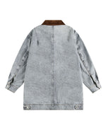 ウォッシュ加工のダメージデニムワークジャケット