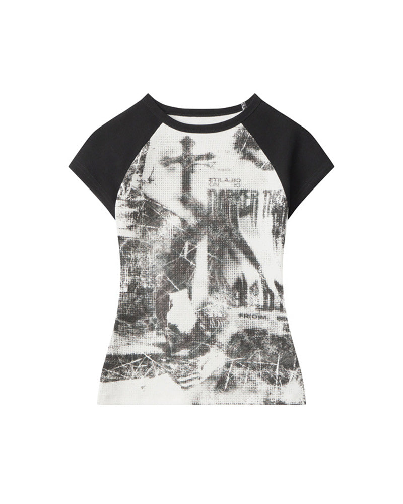 楽しいカラーブロックプリントの半袖