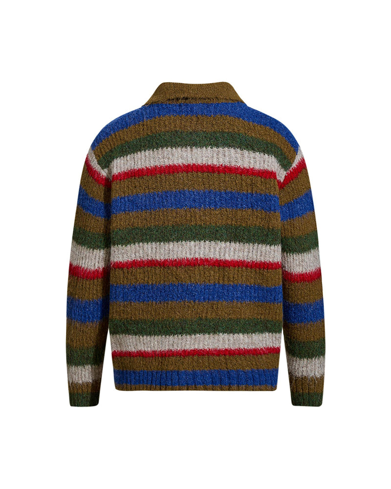 コントラストストライプのプルオーバーセーター
