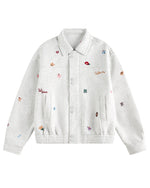 小花刺繍のベースボールジャケット