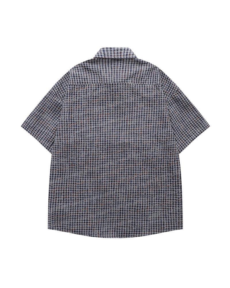 レトロチェック柄半袖シャツ