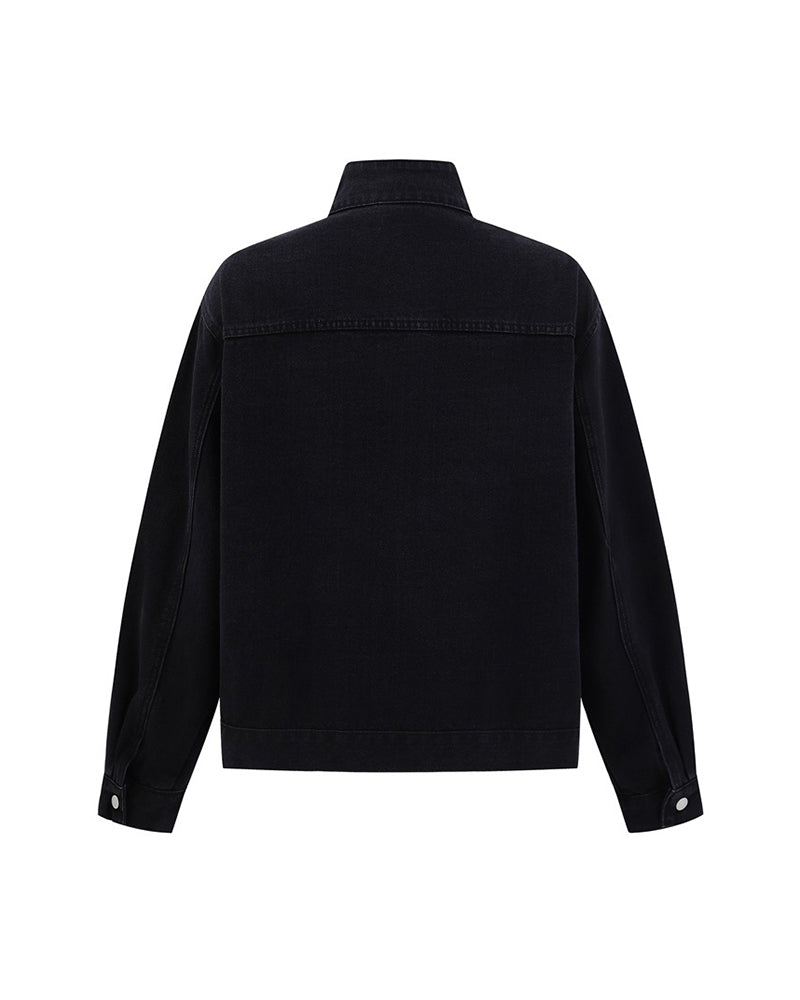 ウォッシュ加工スタンドカラージャケット