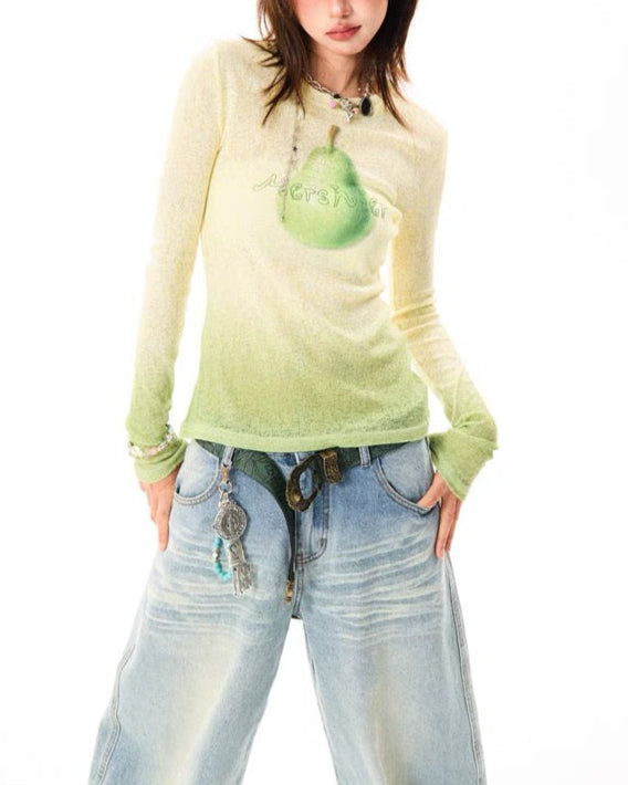 レトロなデザインの長袖