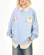 Cartoon fake two-piece sweatshirt