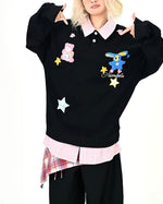 Cartoon fake two-piece sweatshirt