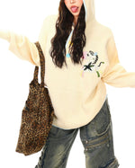 embroidered hooded sweater