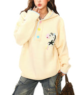 embroidered hooded sweater