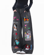Cartoon washed straight jeans