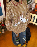 楽しい刺繍のチェックシャツ