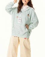 Colorful Puppy Fake Two-Piece Hooded Sweatshirt