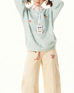 Colorful Puppy Fake Two-Piece Hooded Sweatshirt