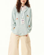 Colorful Puppy Fake Two-Piece Hooded Sweatshirt