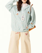 Colorful Puppy Fake Two-Piece Hooded Sweatshirt