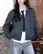 カジュアルなダメージ加工のカラーブロックジャケット