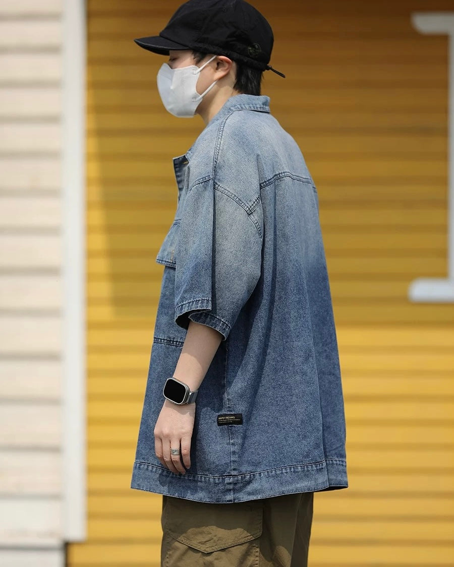 멀티 포켓 반팔 작업용 셔츠