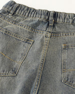 Washed distressed cartoon denim trousers