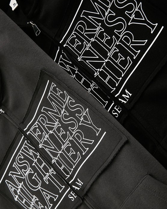 パッチワークフード付きスウェットシャツジャケット