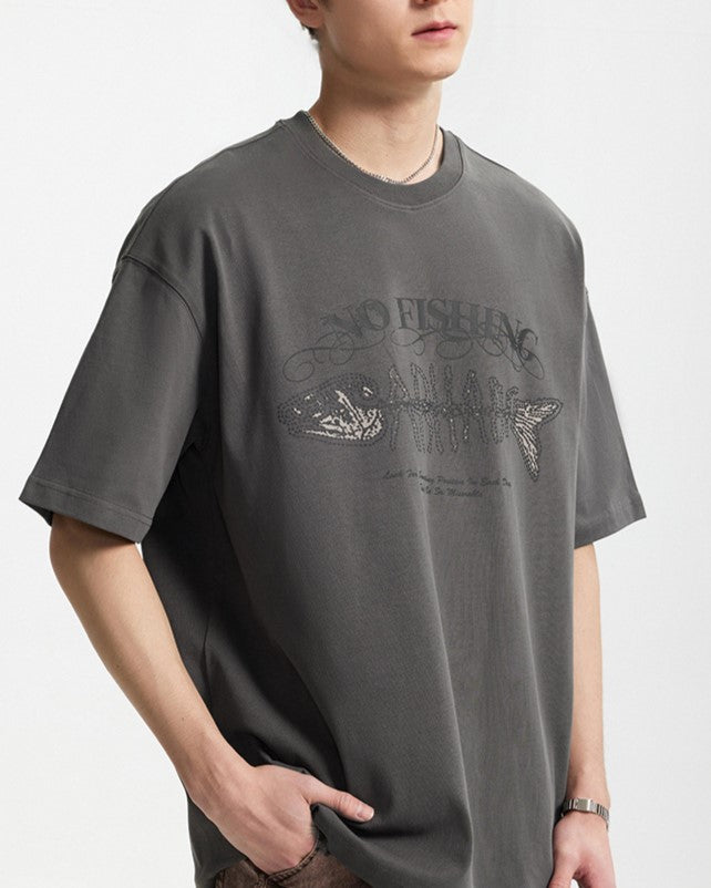 フィッシュボーンプリントの半袖