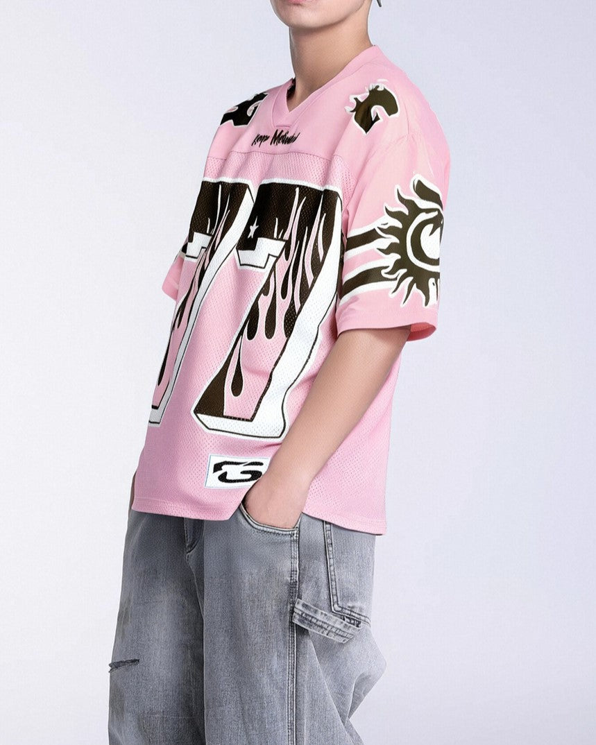 Retro V-neck sports short sleeves