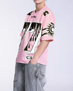 Retro V-neck sports short sleeves