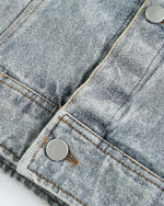 ウォッシュ加工のダメージデニムワークジャケット