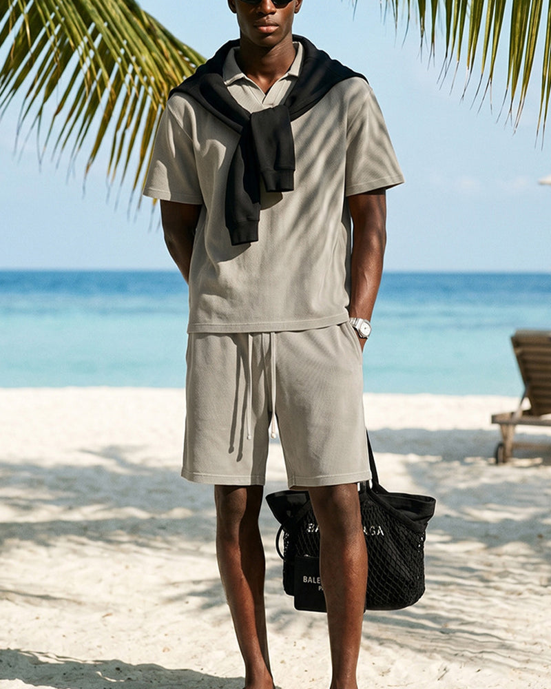 235g Distressed waffle-knit shorts